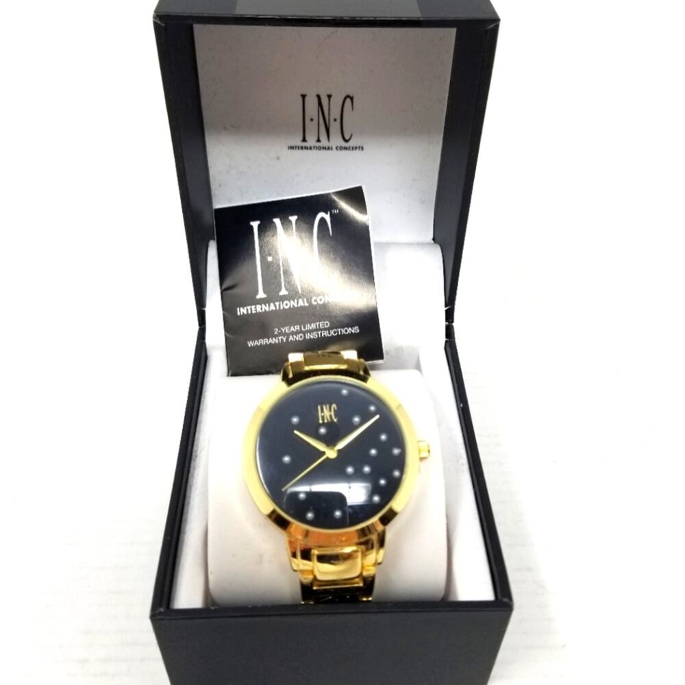 INC. International Concepts New in Box Jet Pearl Gold Bracelot Watch‎ MSRP $59